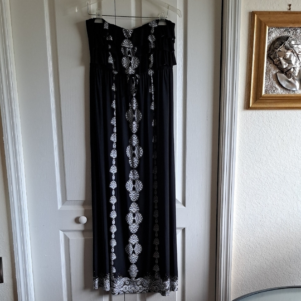 Style & Co. Black and Silver Maxi Dress Cocktail - Picture 2 of 10